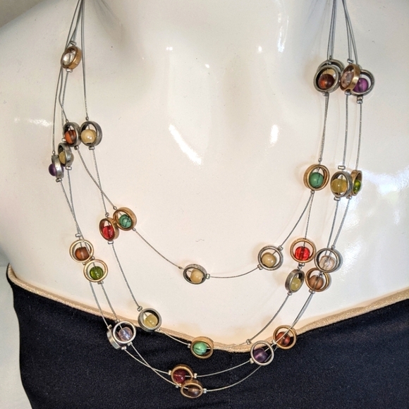 Coldwater Creek Women's Multi-strand Beaded Necklace Multicolor Adjustable - Picture 6 of 8